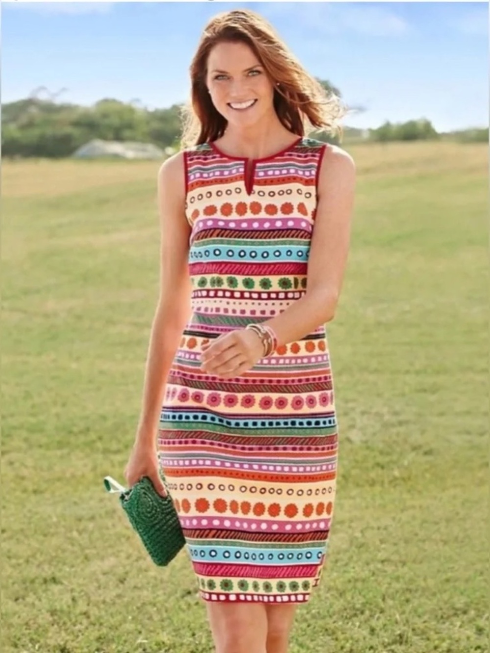 ***LOOK*** TALBOTS sleeveless stretch dress floral and stripe SIZE 8P-NWOT